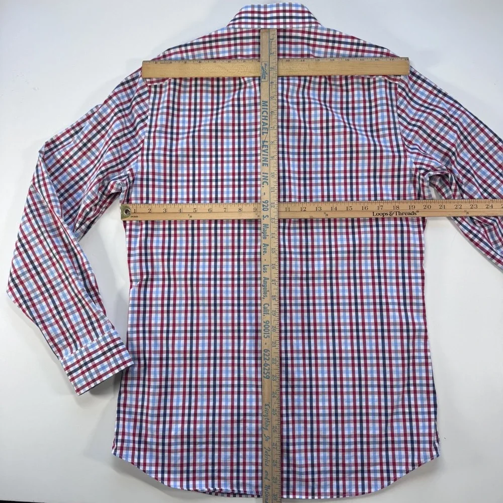 BANANA REPUBLIC Non Iron Grant Fit Button Up L/S Shirt Mens Medium BlueRedWhite